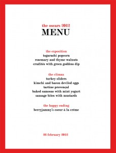 Oscars 2012 - Menu